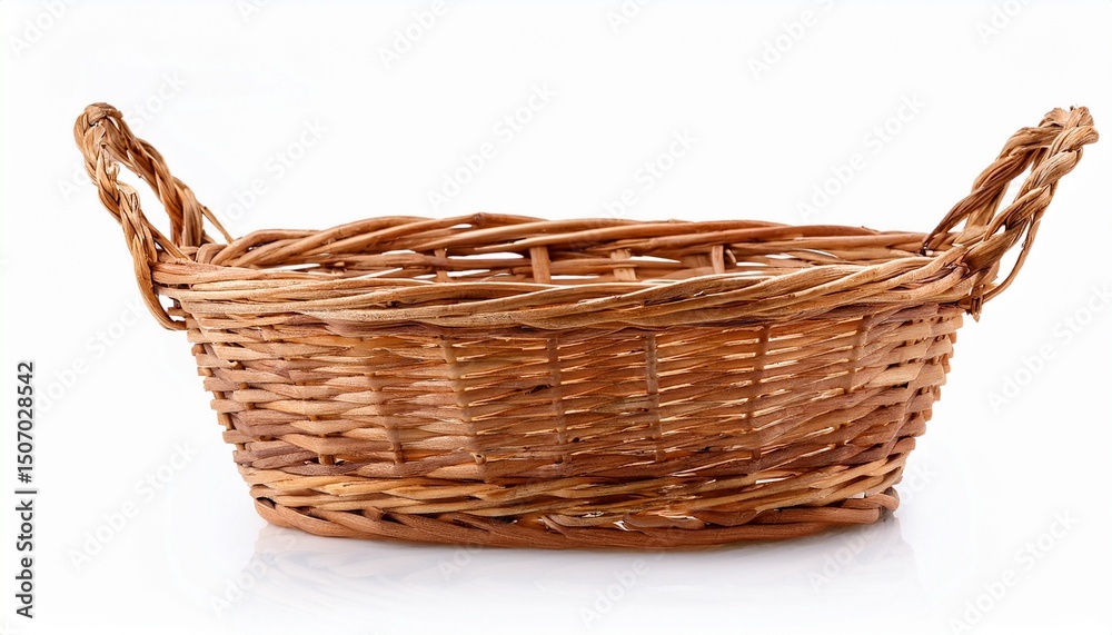 Obraz premium empty wicker basket isolated on white background