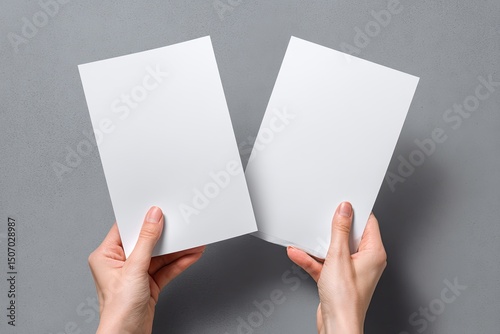 Blank brochures held by hands