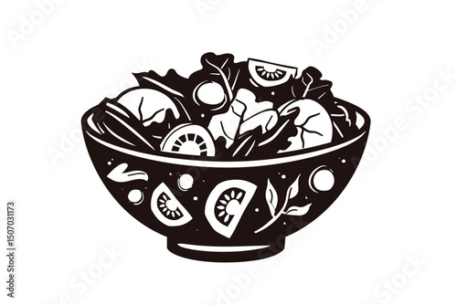 Garden salad with lettuce, tomatoes & bread crumbs flat vector icon for apps and websites.