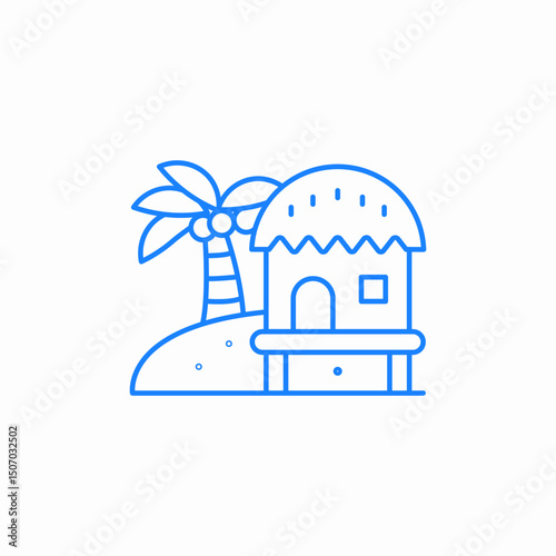 tropical hut village icon sign vector