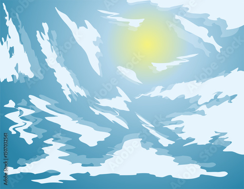 Abstract clouds in the sky in a gradient. Midday sun. Bright background.