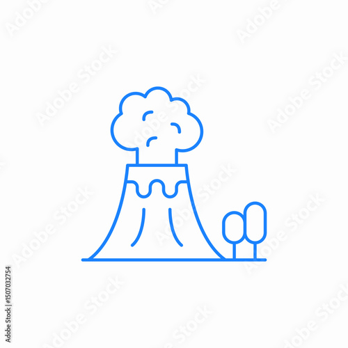 volcano eruption trees icon sign vector