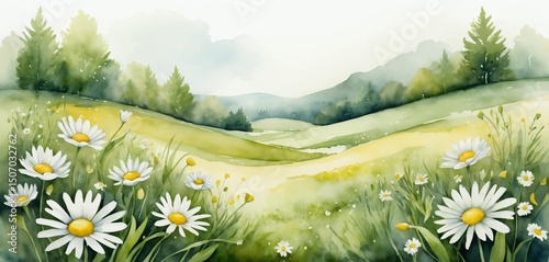 Plant background image with daisy flowers, banner ad texture poster