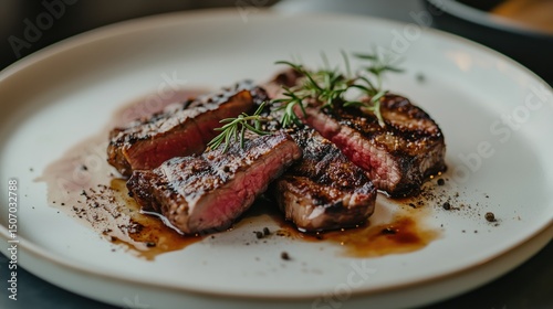 Background brown and red steak dish for menu presentation