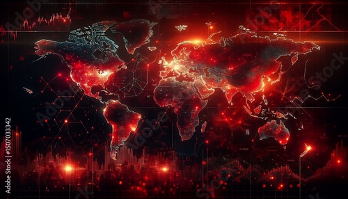 It is a glowing digital network that illustrates global connectivity and data flow across an interconnected world.
