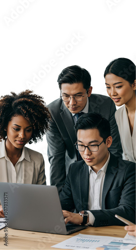 Business Team Meeting On Laptop With Transparent Background People Office