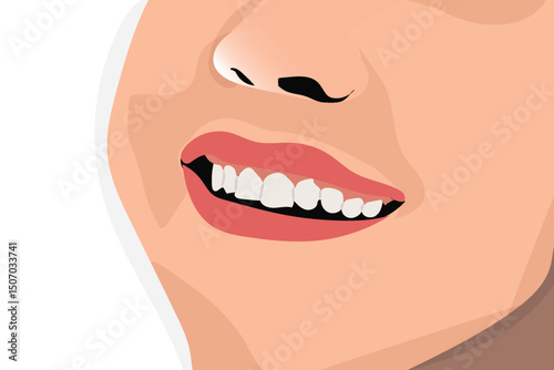 Woman Smiling with white teeth, Dental Care To Improve Your Health, vector illustration design background