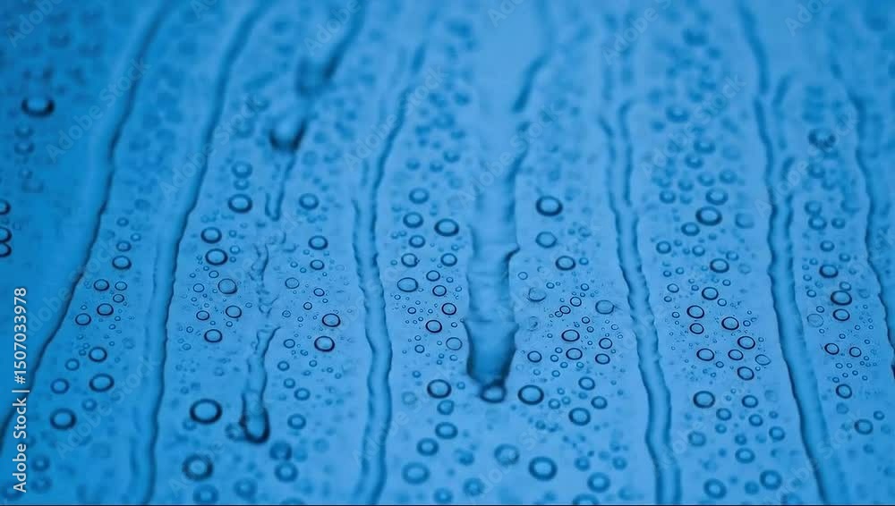 Raindrops running down the glass