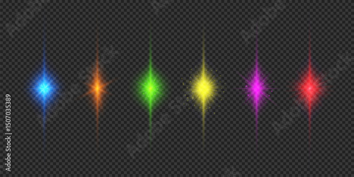 Set of multicolor light effects of lens flares