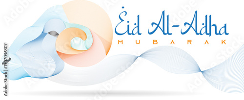 Eid Al Adha Design Vector Illustration. Islamic and Arabic Background for Muslim Community. Moslem Holiday. line blending concept design for card, background, banner, backdrop. isolated in white. 