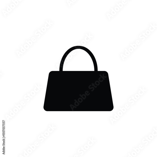 Minimalist black handbag icon on a white background. Ideal for fashion, retail, ecommerce, or accessory-related content, especially in modern and clean design themes.