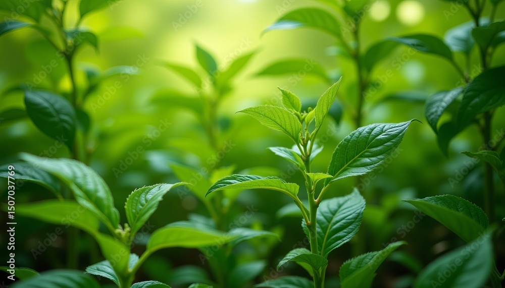 Fototapeta premium A leafy green plant with a leafy stem