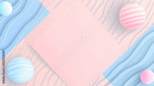 Chic Pastel Gradient with Wavy Lines and Geometric Floaters