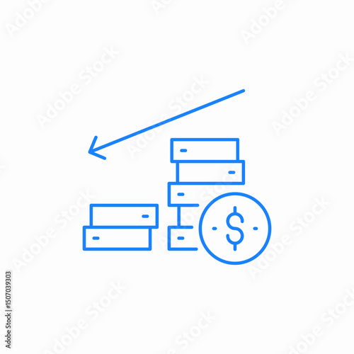declining financial chart icon sign vector