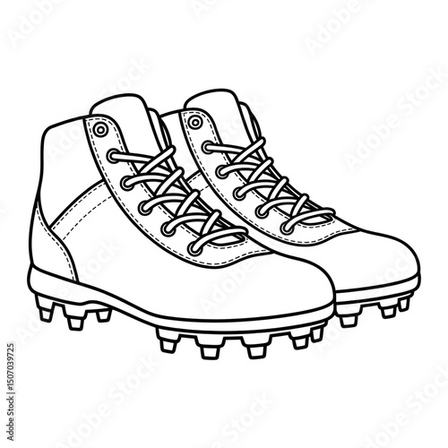  a black and white cleats shoes coloring page   vector illustration