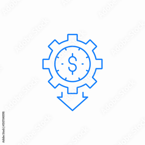 gear money down icon sign vector