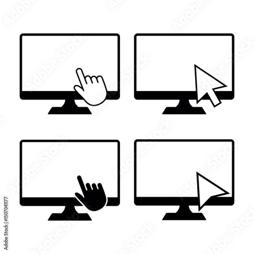 collection of computer icons and click symbols