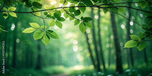 Green bokeh background from nature forest 
background