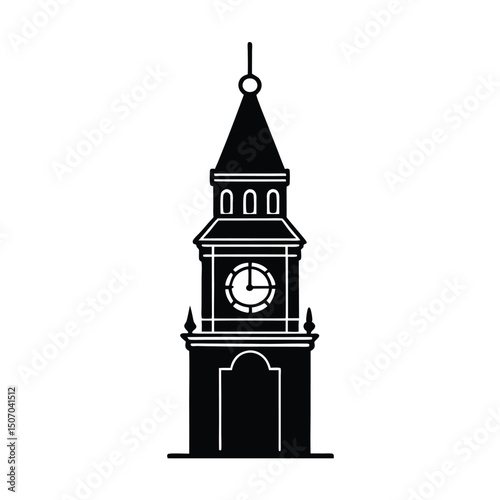 Golden Clock Tower at Evening Twilight