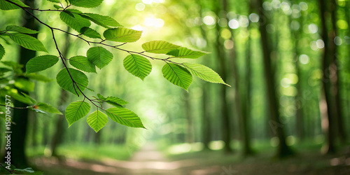 Green bokeh background from nature forest 
background