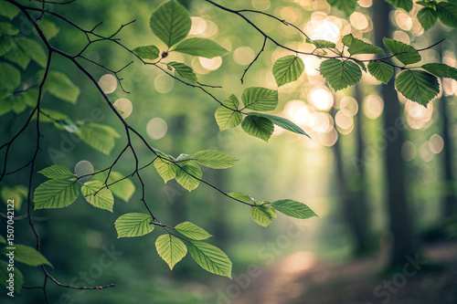 Green bokeh background from nature forest 
background