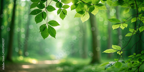 Green bokeh background from nature forest 
background