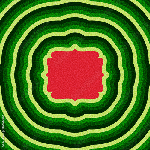 Vintage-style red badge centered in a vibrant green ripple background. Vector illustration.