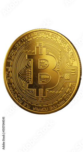 Golden Bitcoin Cryptocurrency Isolated For Investment Digital Currency