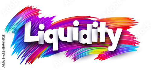 Liquidity text with vibrant colorful strokes. Vector illustration for crypto finance, DeFi, and trading ecosystem visuals.