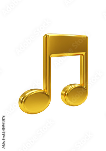 Golden Music Note 3D Render Shiny Harmony Melody on Transparent BG