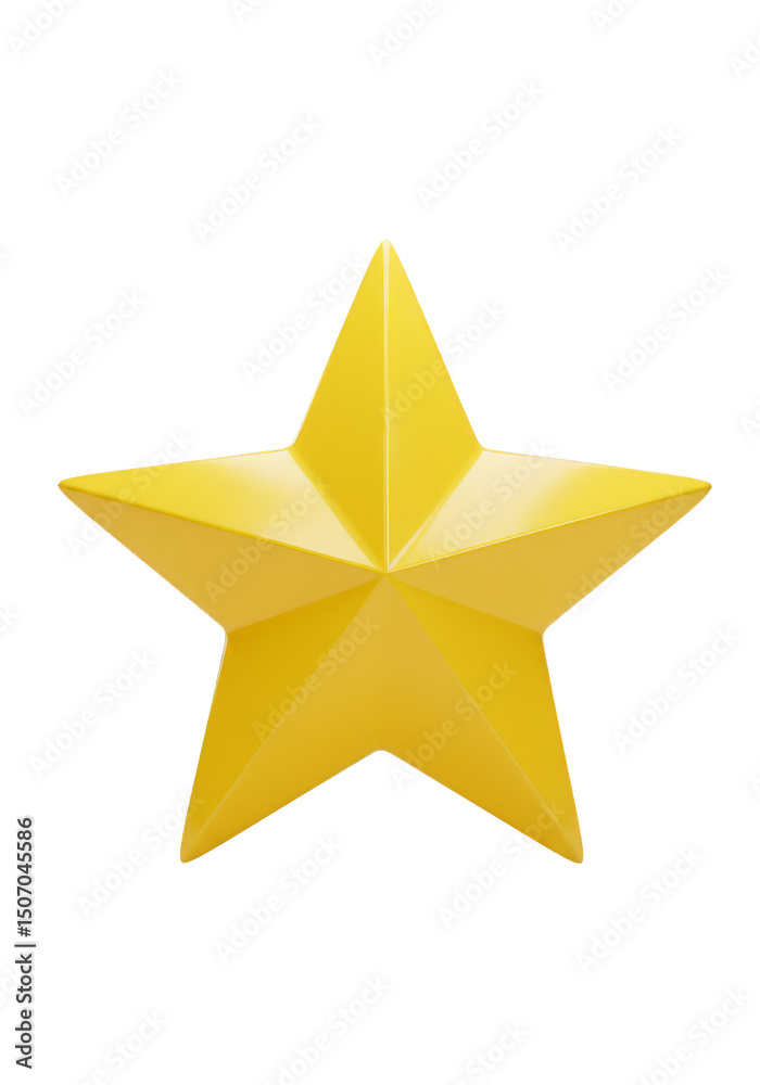 Fototapeta premium Golden Star 3d Rendering Achievement Symbol on Transparent Background