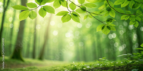 Green bokeh background from nature forest 
background