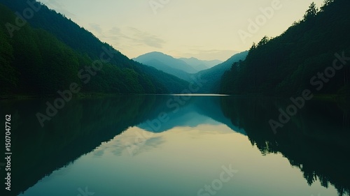 A lake surrounded by large and high mountains with clear water.