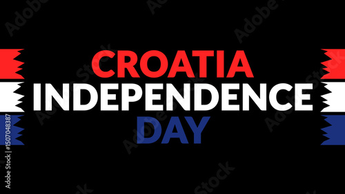 Croatia Independence Day text with side lines on a black background.