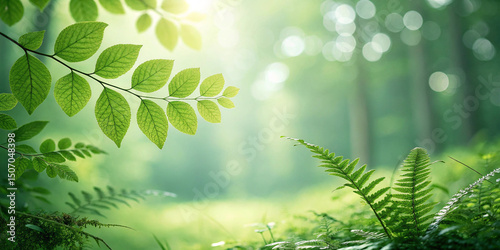 Green bokeh background from nature forest 
background