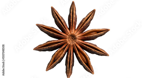 Isolated Star Anise Spice Top Down Transparent Background Aromatic Food
