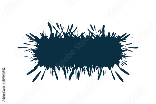 Dark Blue Splatter with Isolated White Background, Abstract Ink Blots Design