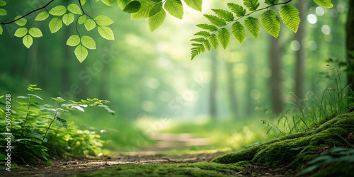 Green bokeh background from nature forest 
background