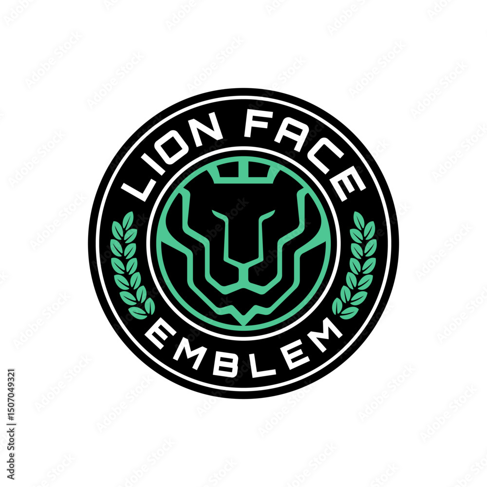 modern line abstract lion face inside a circle shape. logo template for sport team or sport company. modern line abstract lion face inside a circle shape. logo template for sport team or sport company.