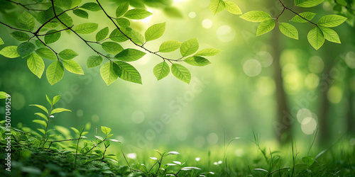Green bokeh background from nature forest 
background