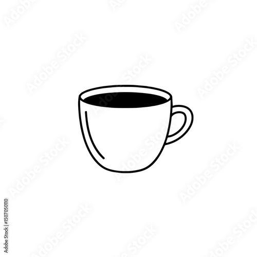 Coffee cup icon filled with black coffee