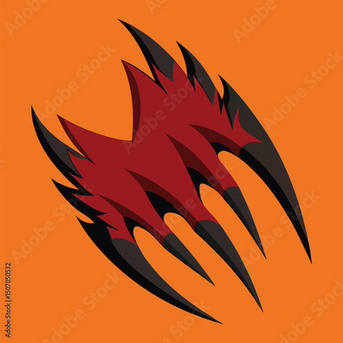 Werewolf claws slashing through surface effect vector illustration
