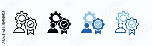 Proficiency Icon Sheet Multiple Style Collection Isolated Vector