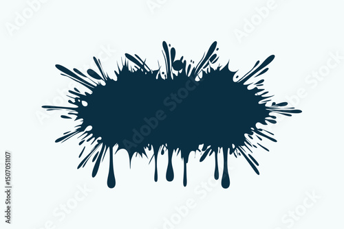 Isolated Navy Blue Ink Splatter, Abstract Blob, Paint Splash on a White Background