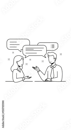 Illustration Conversation Using Speech Bubbles Man and Woman Talking