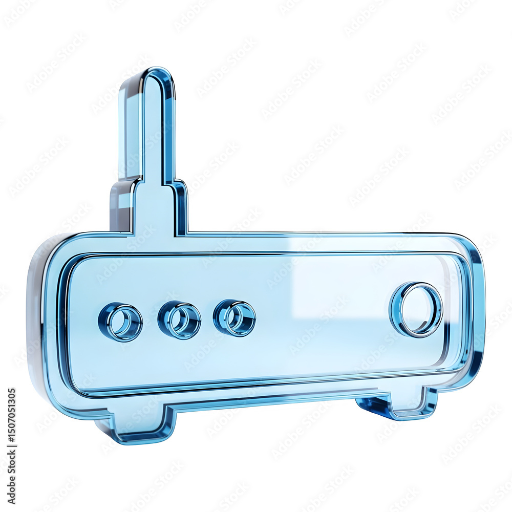 Fototapeta premium Blue Glass Router Icon 3D Render Technology Network