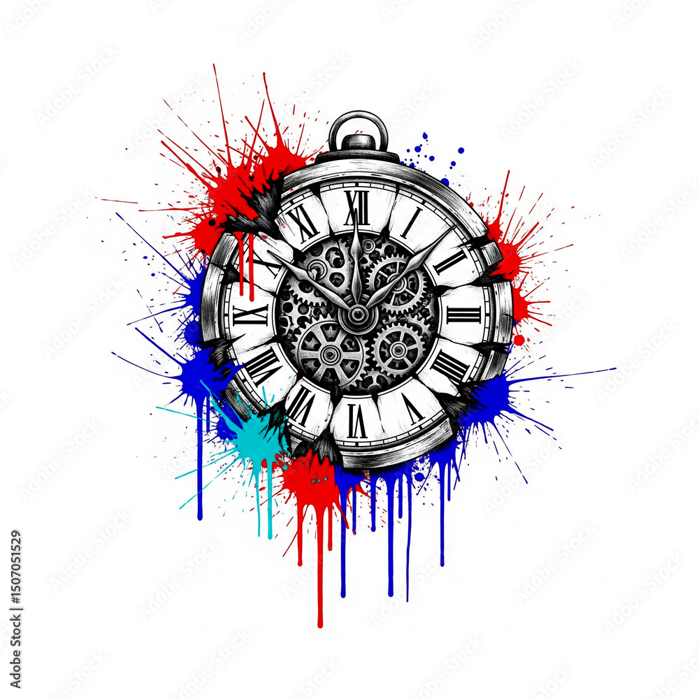 Obraz premium clock. symbol of time. sketch of tattoo