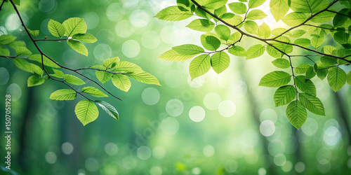 Green bokeh background from nature forest 
background