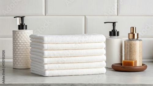 A neatly stacked pile of soft, white 