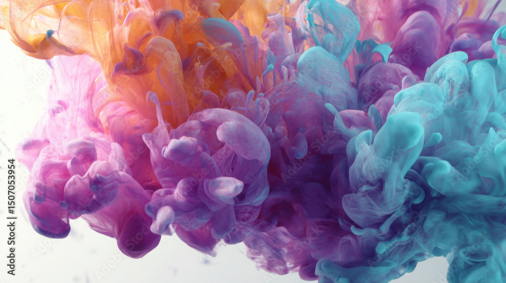 Fototapeta premium Colorful abstract ink swirling water, vibrant motion